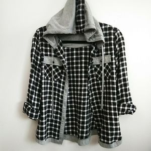 BOGO SALE Passport Plaid Hoodie Button Up